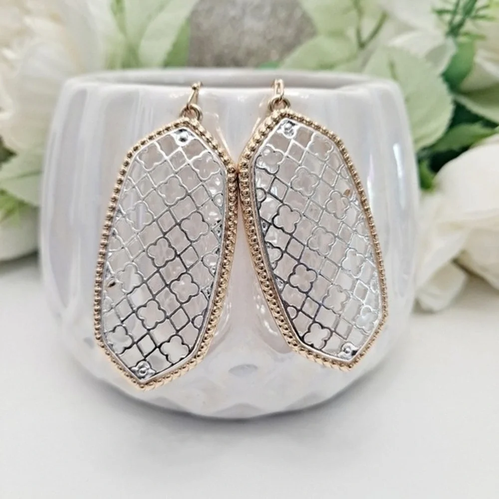 Gold Silver Filigree Earrings Dangle Boho lightweight metal casual 💖2/$30